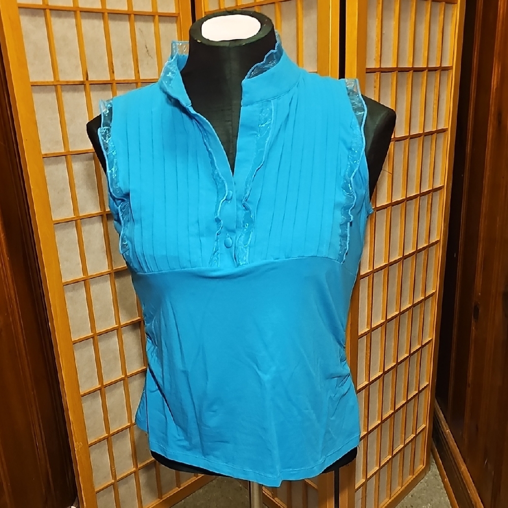 Chic Turquoise Sleeveless Blouse